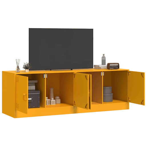 móveis de TV - Armários TV 2 pcs 67x39x44 cm aço amarelo mostarda