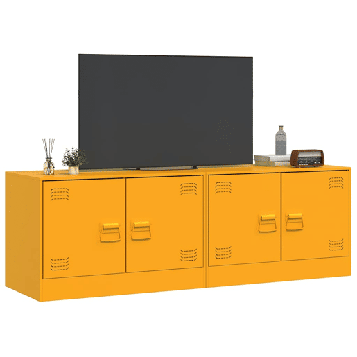 móveis de TV - Armários TV 2 pcs 67x39x44 cm aço amarelo mostarda