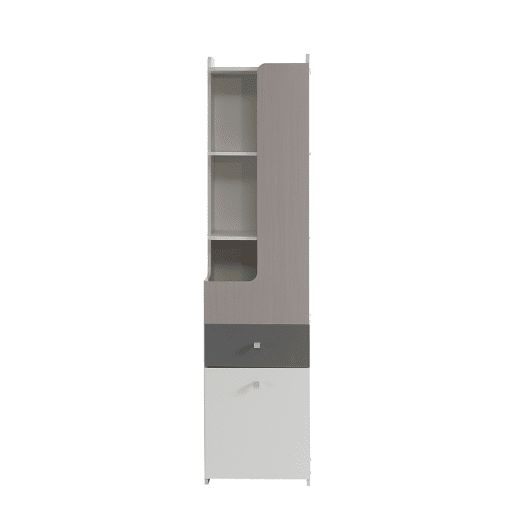 Estante com gavetas e expositor - em MDF - Branco e cinzento claro Estante com gavetas e expositor - em MDF - Branco e cinzento claro