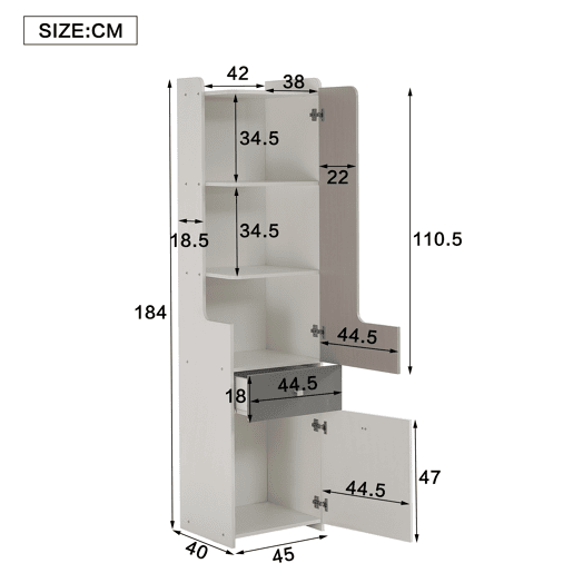 Estante com gavetas e expositor - em MDF - Branco e cinzento claro Estante com gavetas e expositor - em MDF - Branco e cinzento claro