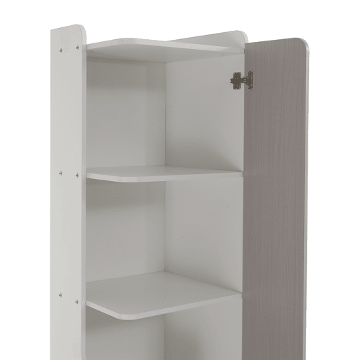 Estante com gavetas e expositor - em MDF - Branco e cinzento claro Estante com gavetas e expositor - em MDF - Branco e cinzento claro
