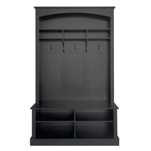 Bengaleiro de entrada com bengaleiro e banco para arrumação de sapatos - 120x40x190 cm - Preto