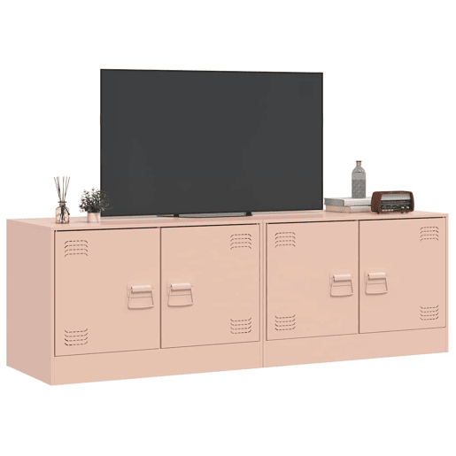 móveis de TV - Armários TV 2 pcs 67x39x44 cm aço rosa