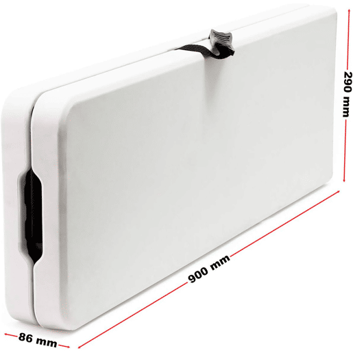 Banco Dobrável de Resina 180x29x43 cm Estrutura de Aço Bases de Resina Alças de Transporte Trava de Segurança
