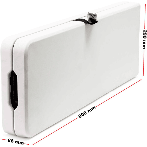 Banco Dobrável de Resina 180x29x43 cm Estrutura de Aço Bases de Resina Alças de Transporte Trava de Segurança