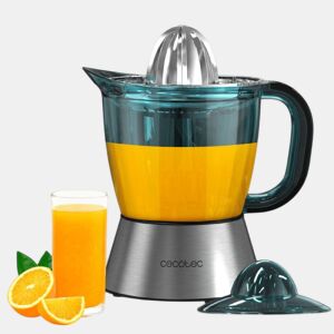 Cecotec Espremedores elétricos Espremedor elétrico para laranjas e citrinos com 60 W de potência e filtro de aço inoxidável. Inclui 2 cones amovíveis, um de plástico e outro de aço inoxidável.