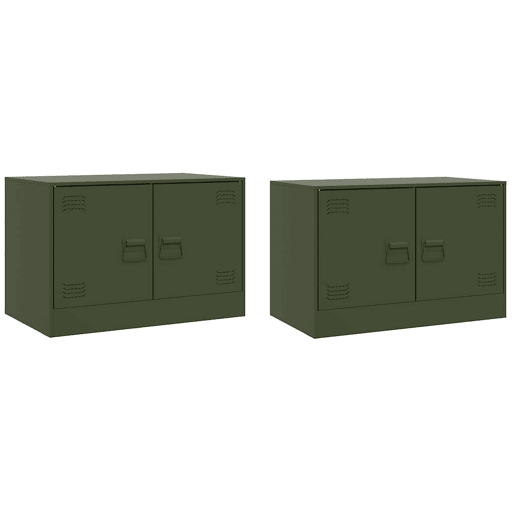 móveis de TV - Armários TV 2 pcs 67x39x44 cm aço verde azeitona
