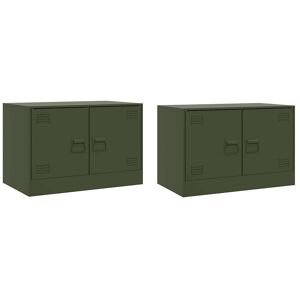 móveis de TV - Armários TV 2 pcs 67x39x44 cm aço verde azeitona