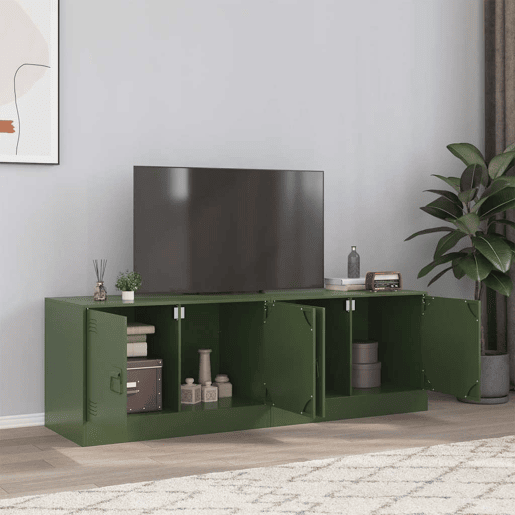 móveis de TV - Armários TV 2 pcs 67x39x44 cm aço verde azeitona