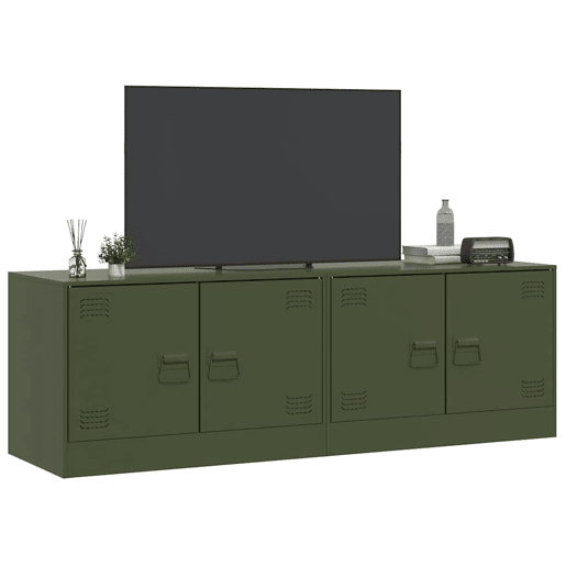 móveis de TV - Armários TV 2 pcs 67x39x44 cm aço verde azeitona