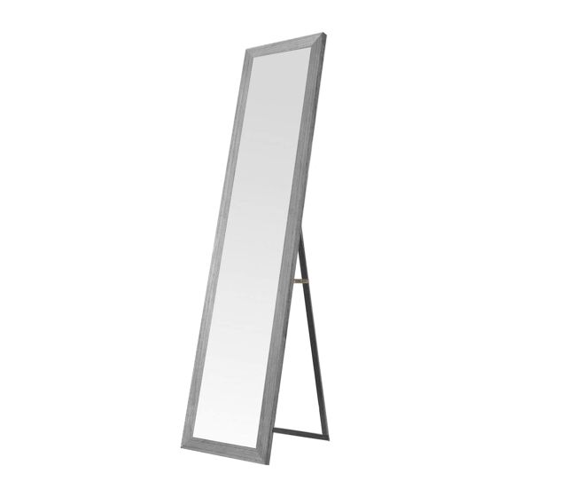 Espejo de pie de madera 157x37 cm gris – marco mdf decapado, estilo nórdico, pie regulable espejo de pie de madera 157x37 cm – marco mdf blanco