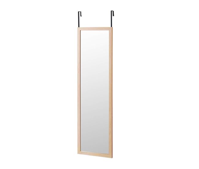 Espejo de puerta beige 35x125 cm – marco mdf, ligero y fácil de colgar, estilo nórdico