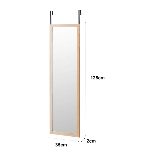 Espelho de Porta 35x125 cm u2013 Moldura MDF, Leve e Fácil de Pendurar, Estilo Nórdico