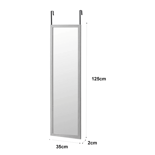 Espelho de Porta 35x125 cm u2013 Moldura MDF, Leve e Fácil de Pendurar, Estilo Nórdico