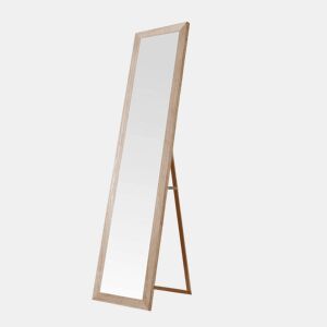 Espelho de Pé de Madeira 140x35 cm u2013 Moldura MDF Envelhecido, Estilo Nórdico, Pé Ajustável