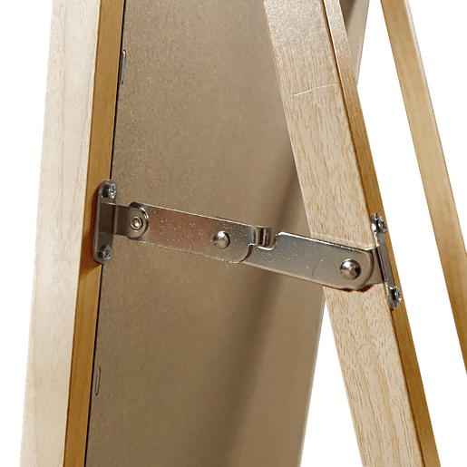 Espelho de Pé de Madeira 140x35 cm u2013 Moldura MDF Envelhecido, Estilo Nórdico, Pé Ajustável