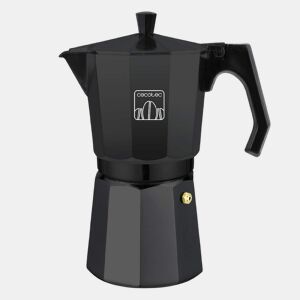 Cecotec Cafeteira italiana de alumínio com capacidade para 12 chávenas de café, cor preto, fácil de limpar e apta para todo o tipo de fogões.