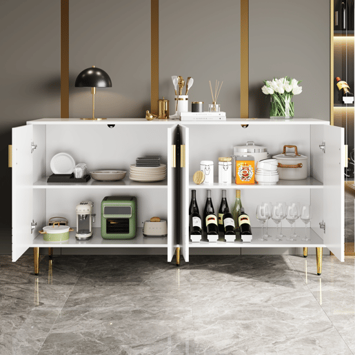 Aparador moderno - 4 portas com padrão ondulado - em MDF - Branco