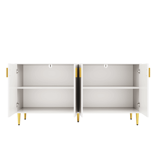 Aparador moderno - 4 portas com padrão ondulado - em MDF - Branco