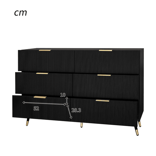 Aparador, cómoda moderna - 6 gavetas - aglomerado de partículas - Preto
