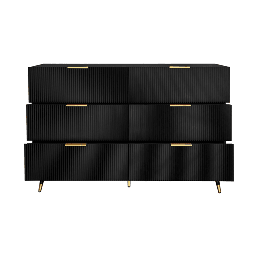 Aparador, cómoda moderna - 6 gavetas - aglomerado de partículas - Preto