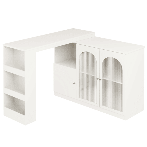 Aparador, armário de bar giratório em MDF - grande espaço de arrumação - estilo contemporâneo - Branco