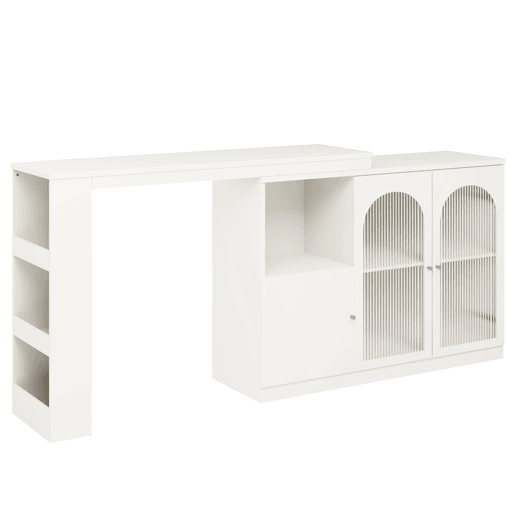 Aparador, armário de bar giratório em MDF - grande espaço de arrumação - estilo contemporâneo - Branco