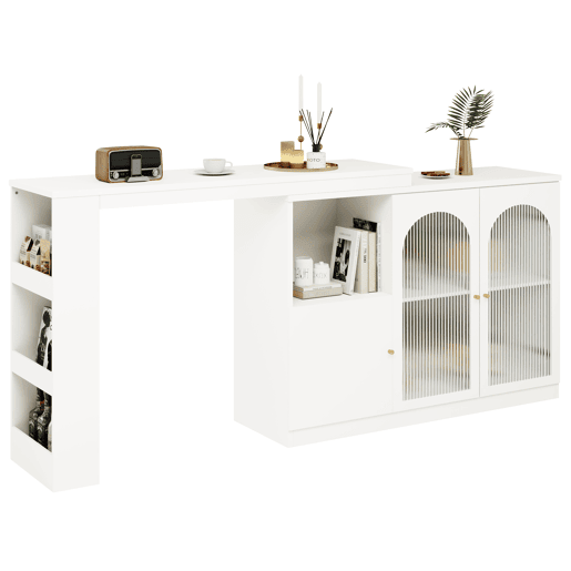 Aparador, armário de bar giratório em MDF - grande espaço de arrumação - estilo contemporâneo - Branco