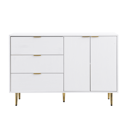 Aparador moderno - 2 portas e 3 gavetas - Branco