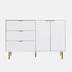 Aparador moderno - 2 portas e 3 gavetas - Branco