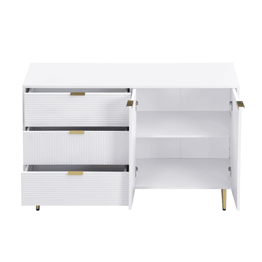 Aparador moderno - 2 portas e 3 gavetas - Branco