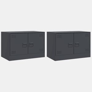 móveis de TV - Armários TV 2 pcs 67x39x44 cm aço antracite