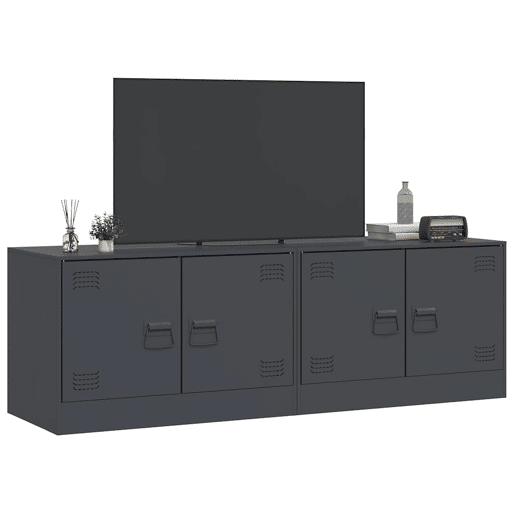 móveis de TV - Armários TV 2 pcs 67x39x44 cm aço antracite