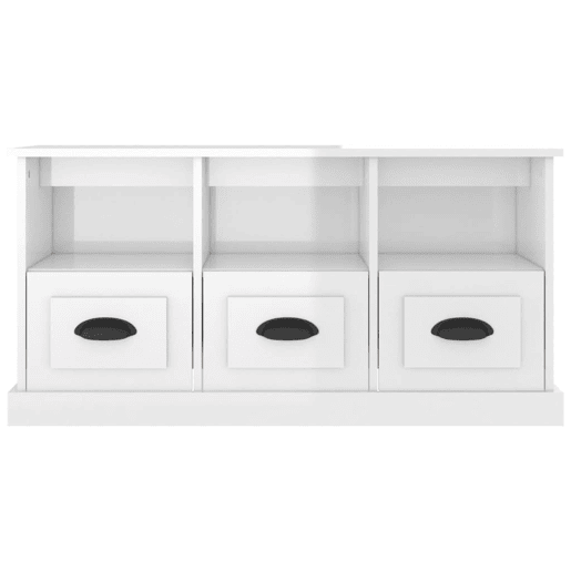 Móvel p TV, Armário de TV 100x35x50 cm derivados de madeira branco brilhante