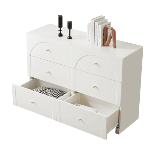 Aparador moderno - 6 portas com puxadores metálicos - Branco