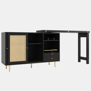 Armário buffet, barra giratória extensível - MDF - Com várias arrumações - Preto