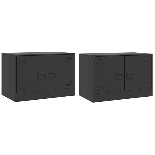 móveis de TV - Armários TV 2 pcs 67x39x44 cm aço preto