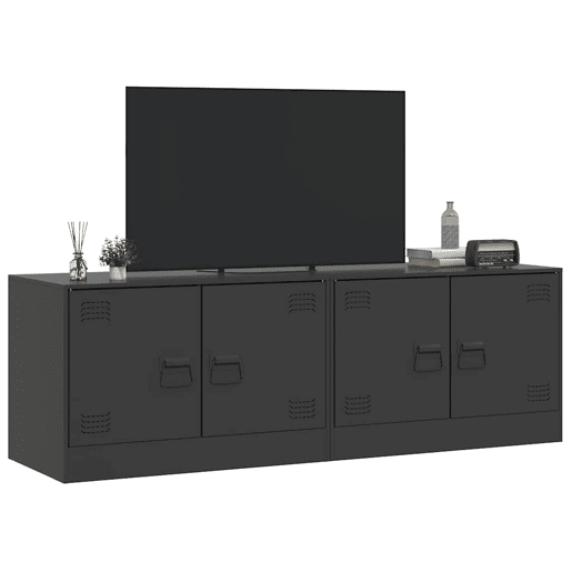 móveis de TV - Armários TV 2 pcs 67x39x44 cm aço preto