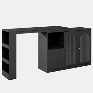 Aparador, armário de bar giratório em MDF - grande espaço de arrumação - estilo contemporâneo - Preto