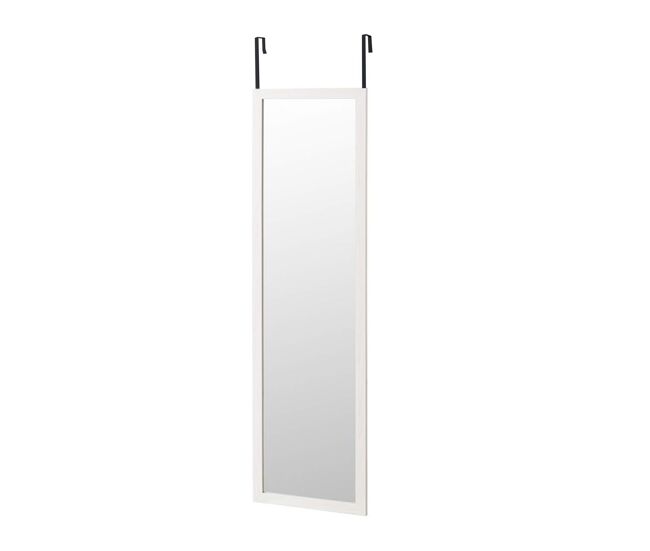 Espejo de puerta blanco 35x125 cm – marco mdf, ligero y fácil de colgar, estilo nórdico