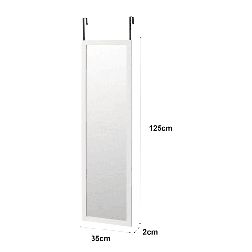 Espelho de Porta 35x125 cm u2013 Moldura MDF, Leve e Fácil de Pendurar, Estilo Nórdico