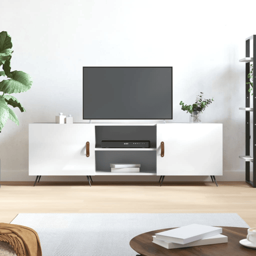 Móvel de TV - Modulo de TV - Armário de TV 150x30x50 cm derivados de madeira branco brilhante