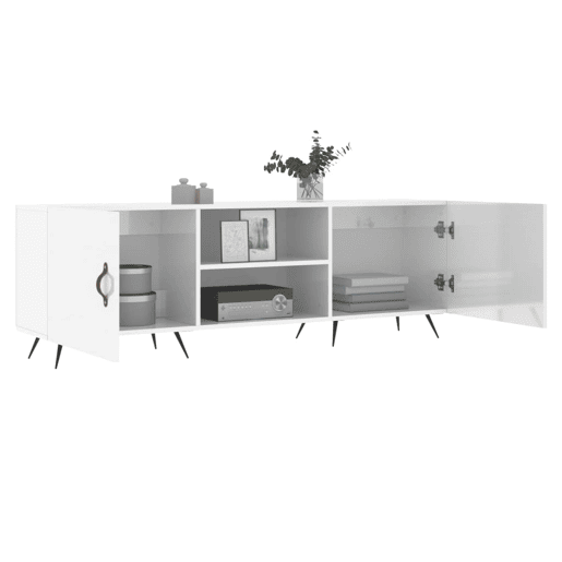 Móvel de TV - Modulo de TV - Armário de TV 150x30x50 cm derivados de madeira branco brilhante