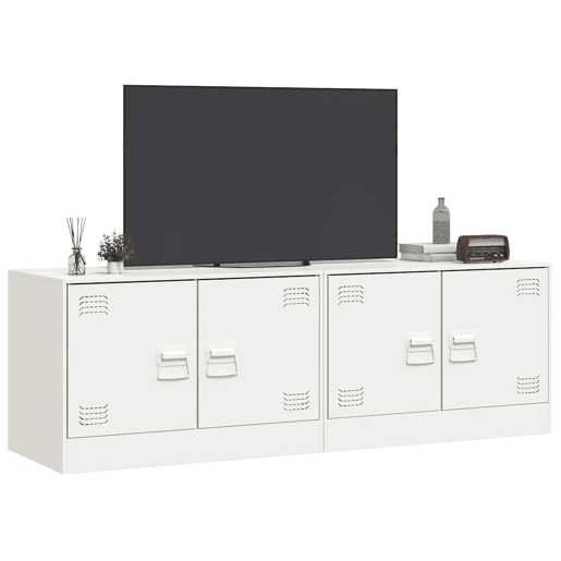 móveis de TV - Armários TV 2 pcs 67x39x44 cm aço branco