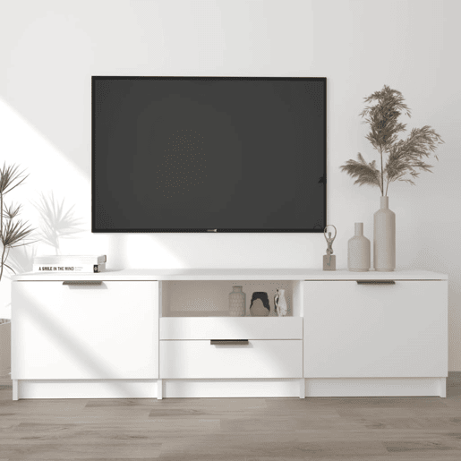 Móvel para TV - Móvel de TV - Armário de TV 140x35x40 cm madeira processada branco