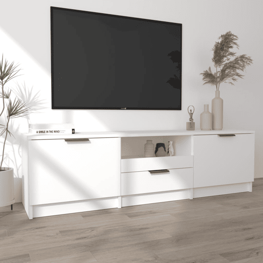 Móvel para TV - Móvel de TV - Armário de TV 140x35x40 cm madeira processada branco