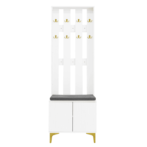Roupeiro para sala de estar - com ganchos e sapateira - Branco Roupeiro para sala de estar - com ganchos e sapateira - Branco