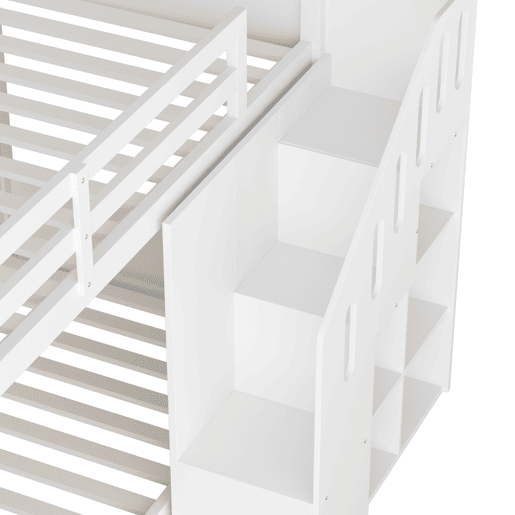 Beliche para crianças - 2x90x200 cm - com cacifo e gradeamento - Branco (sem colchão) Beliche para crianças - 2x90x200 cm - com cacifo e gradeamento - Branco (sem colchão)