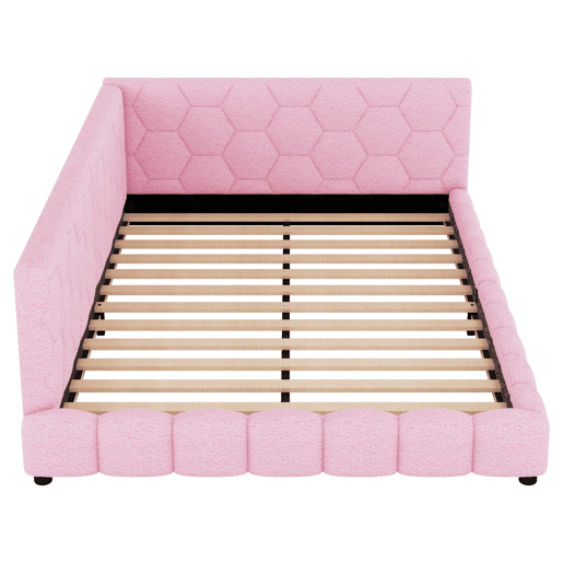 Sofá-cama de veludo 140x200 cm - com LED e porta USB - Rosa