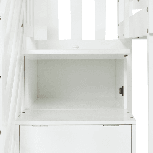 Beliche de madeira 90x200 cm - com escada para arrumação - Branco